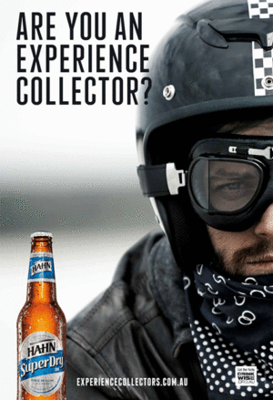 Hahn Super Dry 'Are you an experience collector?' Motorbike Poster