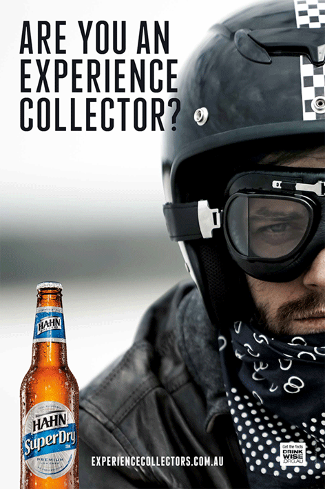 Hahn Super Dry 'Are you an experience collector?' Motorbike Poster