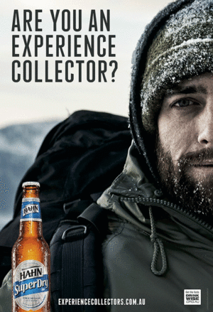 Hahn Super Dry 'Are you an experience collector?' Hiker Poster