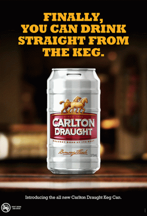 Carlton Draught Keg Can 'Drink from the keg' Poster