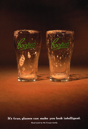 Coopers 'Glasses can make you intelligent' Pale ale poster